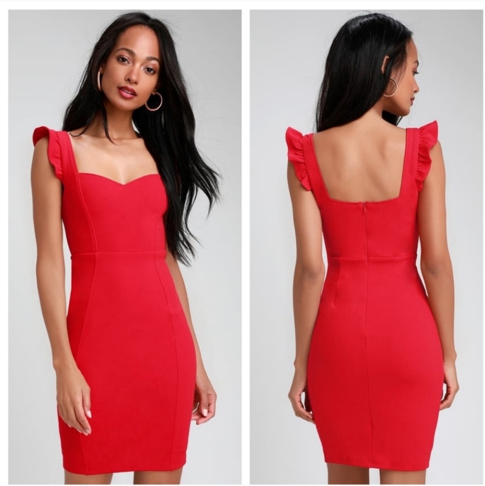 Lulu's Miriam Red Ruffled Bodycon Dress